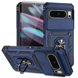 Google Pixel 8 Pro Case Military-Grade Heavy Duty Cover with Metal Ring Stand - Picture 1 of 10