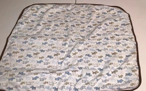 Manta de seguridad Little Me Lovey 27” X 21” marrón azul blanco perros cachorro - Imagen 1 de 5