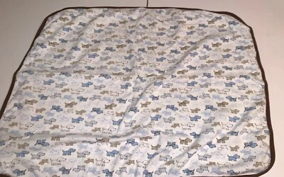 Little Me Security Blanket Lovey 27” X 21” Brown Blue White Dogs Puppy - Image 1 of 4