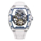 Bonest Gatti Men's Automatic Watch Tonneau Crystal Case Mechanical Wristwatch-