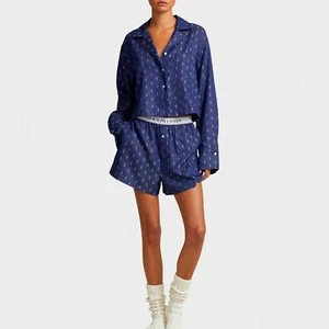 NWT** Polo Ralph Lauren Shortie Logo Pajama Set Navy Size S - Picture 1 of 8