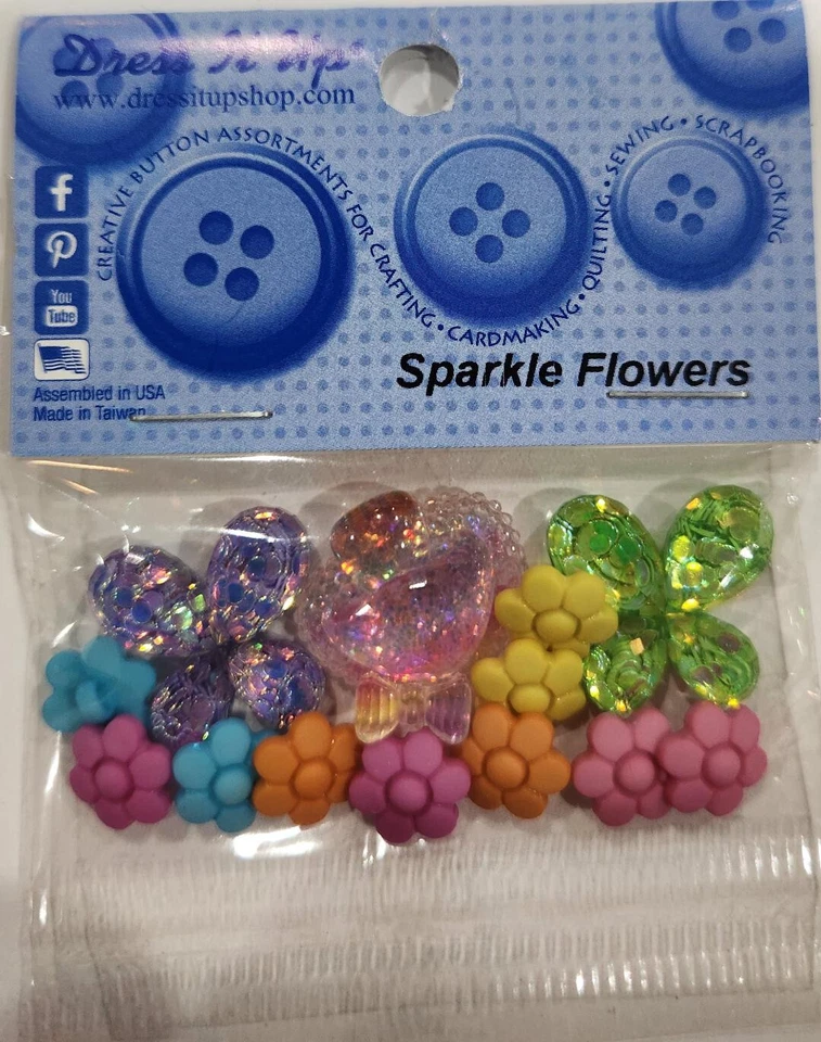 Dress It Up Sparkle Flowers & Butterfly Buttons & Embellishments - 3D Cute 081 - Image 1 of 1