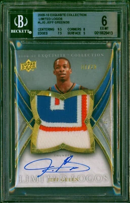 2009-10 Exquisite Collection Limited Logos JEFF GREEN Auto Patch Rare #/20 BGS 6 - Image 1 of 3