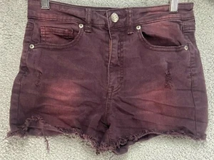 Tokyo Darling Damen super hoch tailliert Shorty burgunderrot abgeschnitten Shorts Größe 4 - Bild 1 von 8