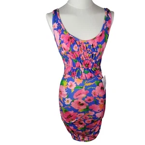ASOS Design Tropical Floral Print Ruched Tank Swim Coverup Dress Size US 2 - Bild 1 von 9
