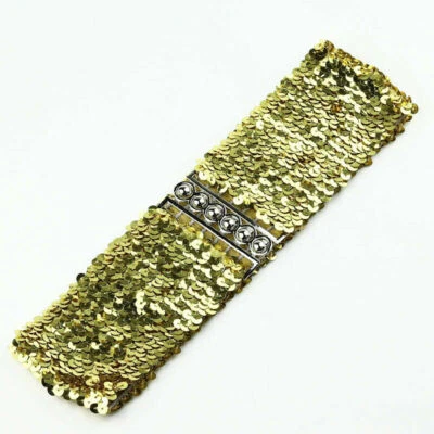Women's Sequin Shiny Belt Elastic Waistband Wide Shirts Dress Belts Fashion SPW - Image 1 of 4