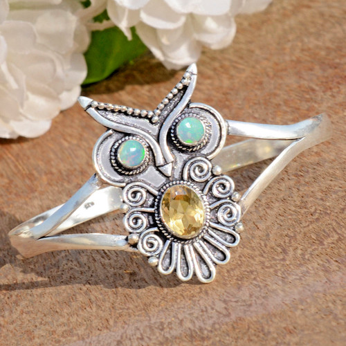 VALENTINO Bracciale in argento sterling 925 con pietra preziosa opale taglio citrino e fuoco per regalo amico