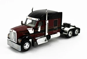 DCP 1:64 *DARK RED & BLACK* Kenworth W990 76" Mid-Roof Sleeper Semi Truck *NEW* - Picture 1 of 4