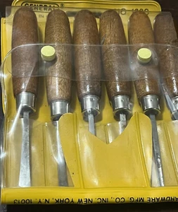 General hardware 7 piece Carving tool set No. 1290 mint  6 Chisels & Case - Picture 1 of 8