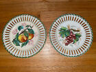 Vintage Reticulated Plates Fruit Motif Set Of 2 Signed C.73 Italy Nice