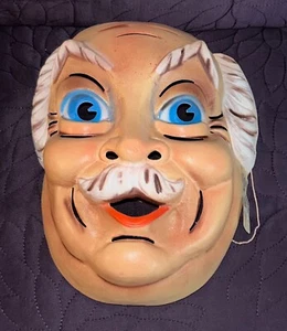 VINTAGE  VAN DAM  MASK  FRANCE  OLD MAN  MARDI GRAS  STICKER INTACT - Picture 1 of 6