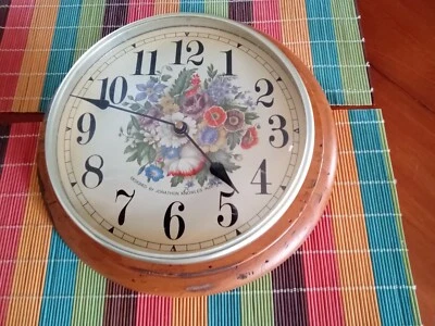 Jonathon Knowles Wall Clock, Australian Made Flower Motif 29cm - Image 1 of 4