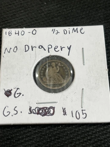1840 O NO DRAPERY  SEATED LIBERTY HALF DIME FINE - GOOD -RARE TYPE COIN Cover
