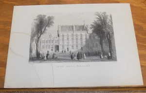 c1840 Stampa antica///MUNICIPIO, BRUGES, BELGIO - Foto 1 di 1