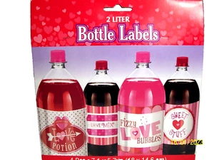 Botella de 2 litros etiquetas fiesta de San Valentín 4 piezas - Imagen 1 de 2