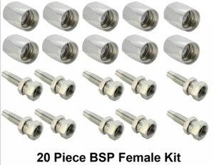 Kit de montaje/inserto de manguera hidráulica reutilizable de 20 piezas BSP hembra 1/4, 3/8 y 1/2 BSP - Imagen 1 de 1