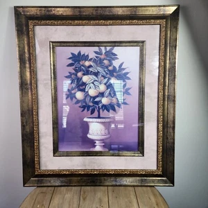 Wandbild Topf Obstbaum Druck gerahmt groß orange gold schwarz Rahmen 28 x 32 - Bild 1 von 13