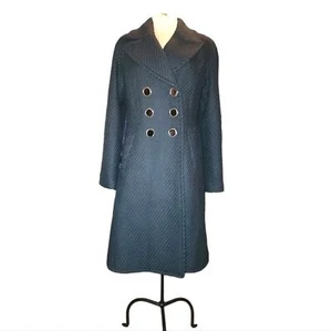 Covington Outerwear VTG Black Wool Blend Double Breasted Mid Length Coat Size M - Picture 1 of 8