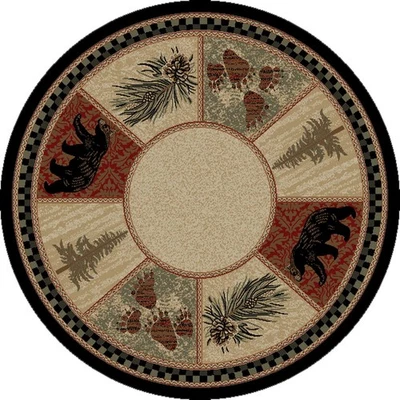 Alfombra redonda Rustic Lodge Black Bear 8', 7'10x7'10 7'10" (redonda) Foto 1 de 4