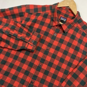 Patagonia Shirt Men’s XL Buffalo Plaid Red Black Check Organic Cotton Button-Up - Picture 1 of 12