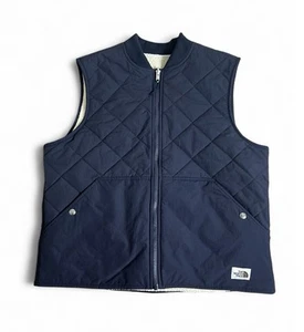 The North Face Cuchillo Vest Mens Medium Dark Blue Sherpa Lined Full Zip Retro - Picture 1 of 5