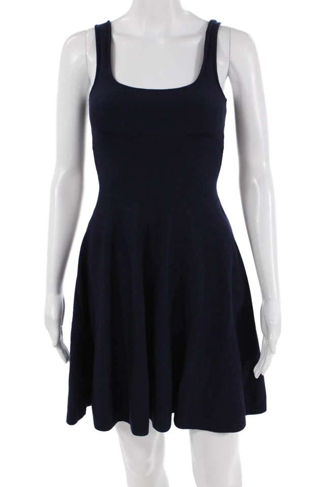 Aqua Women Fit & Flare Tank Dress Dark Blue Square Neck Sleeveless Size S - Image 1 of 4