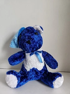 Genich Int'l Vintage Plush Stuffed Holiday Blue & White Bear With Bow & Hat - Picture 1 of 4