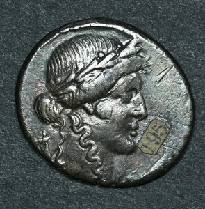 República Romana Plata AR Denario 42 BCE Apolo Lira Diana Clodio MF Turrino - Imagen 1 de 2