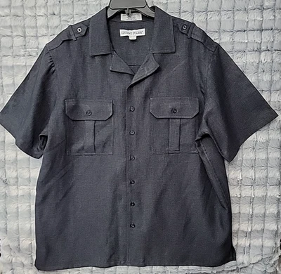 Camisa Irvine Park Vintage Masculina Extra Grande Preta Manga Curta Casual Clássica - Imagem 1 de 3