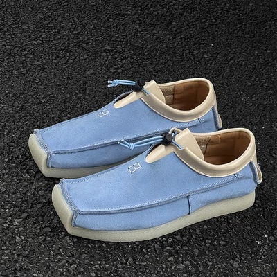 Mocassim masculino moda primavera cordão couro camurça sapatos plataforma casual 2026 - Imagem 1 de 4