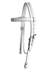 White Leather Browband Headstall - Picture 1 of 2