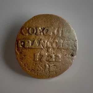 French Colonial 9 Deniers 1722 - Picture 1 of 2