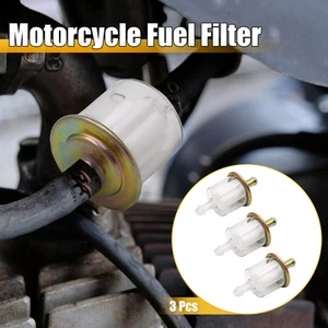 3pcs Universal Motorcycle Gasoline Petrol Inline Gas Fuel Filter for 8 mm Hose - Picture 1 of 6