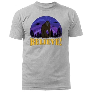 Believe Bigfoot UFO Alien Funny Joke Humor Humorous T-Shirt - Picture 1 of 17