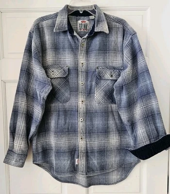 VINTAGE On The Brink Heavy Flannel shirt GRUNGE Punk Skater 90's Y2K Large - Image 1 of 4