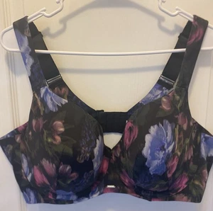 Cacique Bra 46C Lightly Lined Coverage Underwire Black Floral Lane Bryant NWOTs - Picture 1 of 2