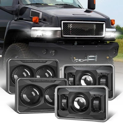 4 шт светодиодных фар дальнего/ближнего света DOT 4x6 дюймов для GMC C4500 C5500 Topkick 2003-2009 - Изображение 1 из 4