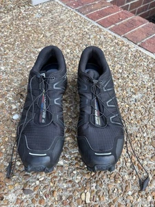 USADO SOLO UNA VEZ Talla 11.5 - Hombres Salomon Speedcross 4 Negro - Imagen 1 de 7