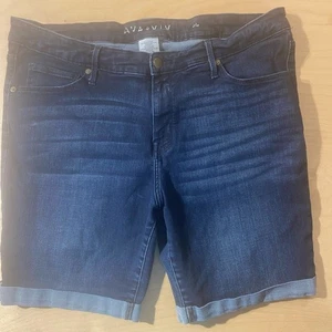 Ava & Viv Navy Blue Stretch Denim Shorts 20 W (FT) - Picture 1 of 10