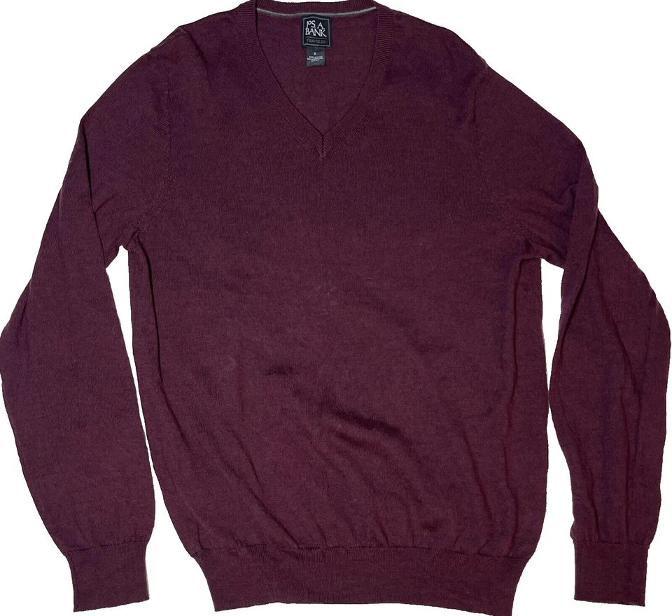 Jos A. Bank Traveler Sweater Men's Adult XL Deep Purple 100% Merino Wool - Изображение 1 из 4