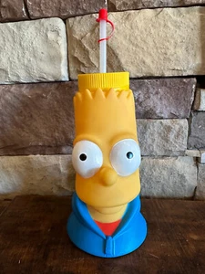 Universal Studios 2010 Bart Simpson Large Water Bottle With Lid and Straw - Picture 1 of 5