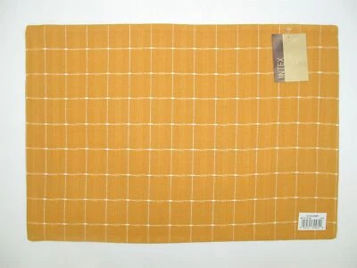 (6) Lintex Reversible 100% Cotton Placemats ~ Dobby Squares Gold ~ 13" x 19" NEW - Image 1 of 2