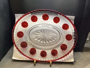 EAPG Roman Rosette Oval Platter Ruby Flash US Glass 1898 EXC - Picture 1 of 7