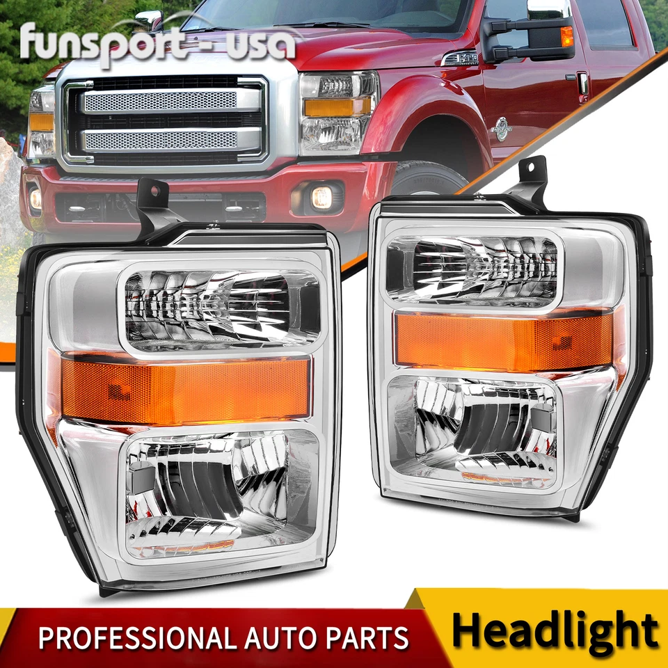 Fits For 2008-2010 Ford F250 F350 F450 Super Duty Pickup Headlights Lamps Pair - Image 1 of 4