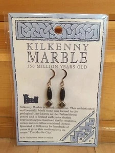 Irish Kilkenny Black Marble Dangle Earrings - Picture 1 of 4