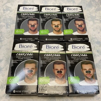 Bioré Men’s Charcoal Deep Cleansing Pore 6 Nose Strips ( 6 Boxes Total ) New - Image 1 of 4