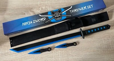 Espada Ninja 27" Mango de Goma Táctico 2 Lanzadores Full Tang Tanto Premium Afilado Foto 1 de 4