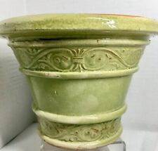 Gorgeous Flaired Embossed & Glazed 6" Stoneware Planter Pot w/ Drainage Hole