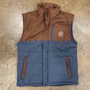 HippyTree Puffer Vest Hunter Series Mens Medium Brown Blue Full Zip Outdoor - Picture 1 of 6