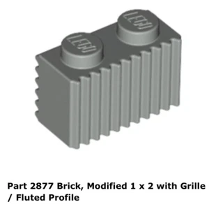 Lego 1x 2877 Ladrillo Gris Claro, Modificado 1 x 2 con Rejilla/Perfil Acalanado 7166 - Imagen 1 de 1